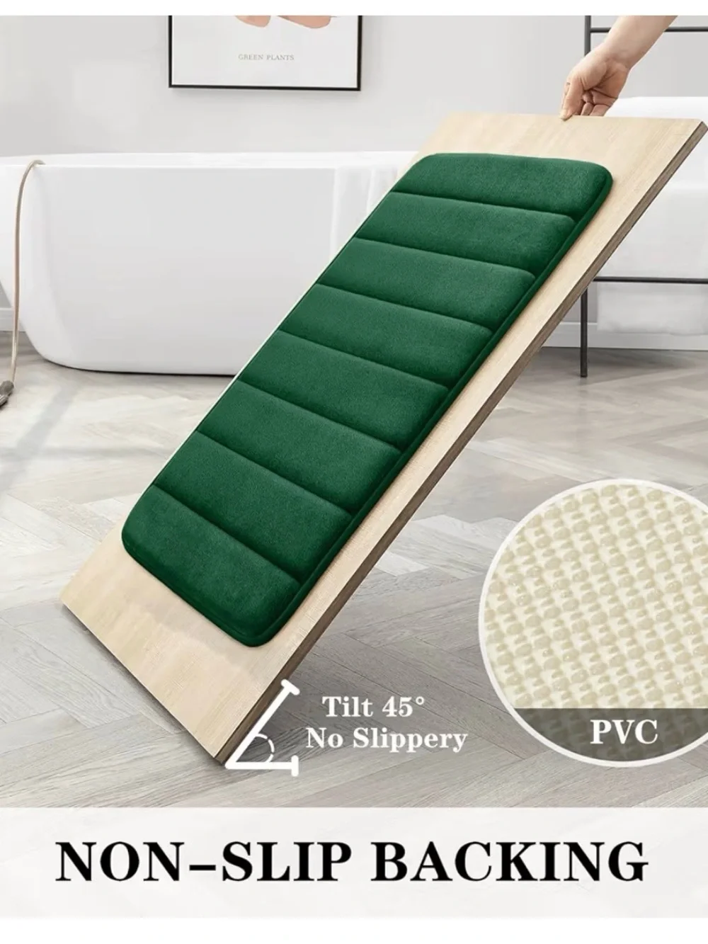 Bysure Dark Green Memory Foam Bathroom Rug Set 3 Piece, Non Slip Extra Soft